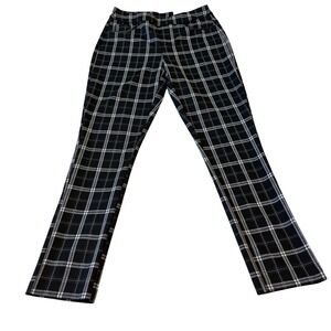 C. Est 1946 Black White Plaid Mid Rise Slim Leg Pants XS